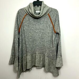 THML Gray Turtleneck Ruffle sweater size L